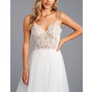Off White Filigree Sweetheart Neck Formal Wedding Ball Gown Dress 14